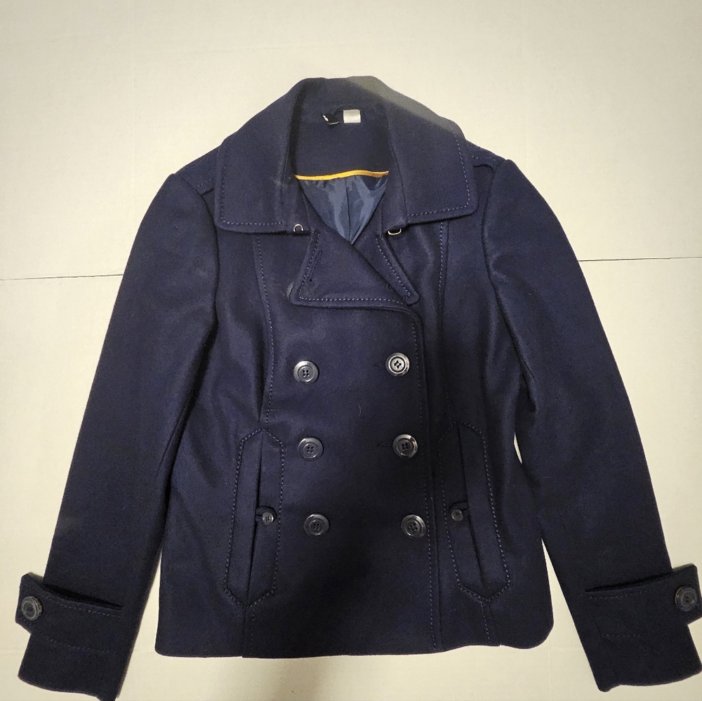 H&M Navy Double-Breasted Peacoat